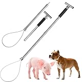 Fovima Hog Pig Catcher Pole Holder Control Tool Animal Control Pole Heavy Duty Stainless Steel for Dog Pig Swine Animals Livestock