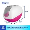 Petmate Basic Hooded Cat Litter Pan, Large, Pink and White, Made in USA