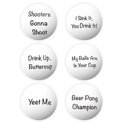 Funny Beer Pong Balls - 6-Pack of Humorous Phrases for Epic Party Games