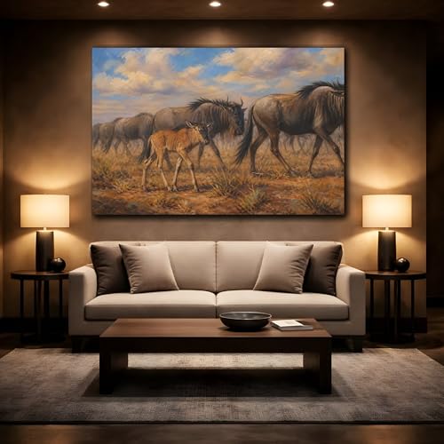 Décoration murale salon gnou | Tableau horizontal grand format 60x40