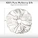 100% Pure Mulberry Silk Scrunchies – Handmade in USA – 19 Momme 6A Grade Silk Hair Tie for Women & Girls – Gentle Elastic Ponytail Holder – No-Crease, Prevents Breakage & Frizz – Jumbo (Off White)