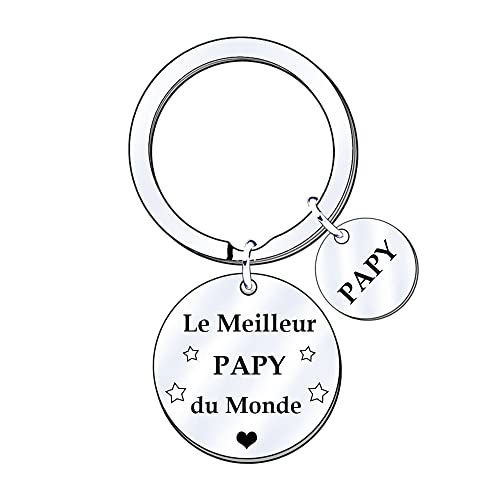 POIUYTRE Regalo Papy Llavero Gran Padre Regalo Grand Pere Le Meilleur PAPY du Monde Regalo Día del Padre, Regalo de cumpleaños, Gran Padre Llavero Papy