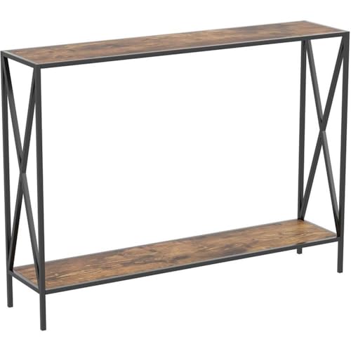 Safdie & Co. 39" L 2-Shelf Black Metal Console Table