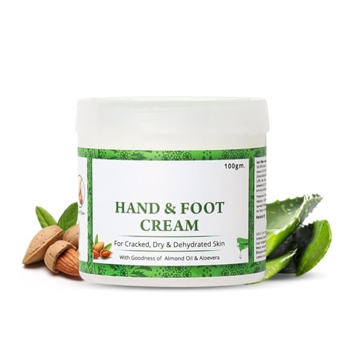Hand & Foot Ayurvedic Crack Cream for Dry, Rough & Cracked Heels & Elbows | With Almond Oil, Aloe Vera & Mango Butter | Deep Moisturizing & Repair | Paraben Free – 100g