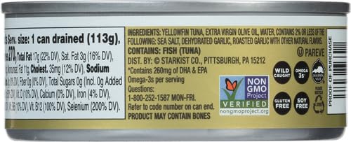 Image of StarKist E.V.O.O. Solid Yellowfin Tuna with Roasted Garlic and Extra Virgin Olive Oil - 4.5 oz Can (Pack of 6)