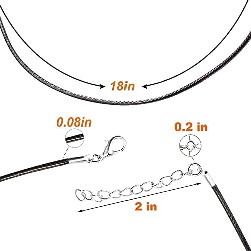40Pcs Necklace Cord with Clasp, Black Necklace Cord, Cord Necklace, Leather Necklace Cord with Clasp, Black Cord Necklace with 2mm Clasp Bulk for Necklace Bracelet Jewelry Making Accessories