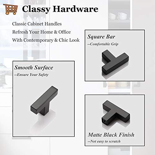 Probrico 20 Pack Kitchen Cabinet Knobs Black Cabinet Hardware Square Bar Drawer Dresser Knobs Stainless Steel Hardware For Kitchen And Bathroom Cupboard And Chest (2 Inch Overall Length) #TOP2
