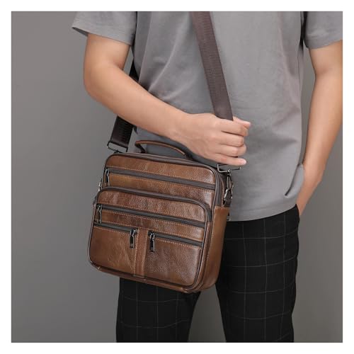 Briefcases Genuine Leather Shoulder Bag for Men Black Handbag for Men Business Office Messenger Bag(Coffee)3