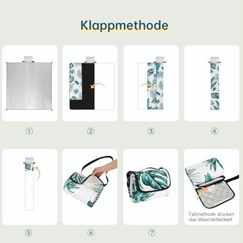HAUSPROFI Picknickdecke 200x300, wasserdicht & isoliert - XXL Outdoor Decke für Picknick, Strand, Camping. Kompakt, leicht zu tragen, mit Baumwolle gepolstert, Inkl. Tragegriff & Heringe, Waschbar