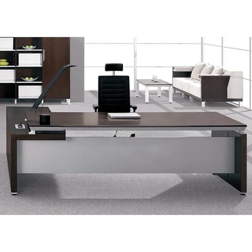 Image of Lakdi The Furniture Co Director L-Shape Table Luxury Modern Office Desk Made in MDF with Laminate & Integrated Wire Manager, 3 Drawer & Storage - Wenge Brown - LDL-594