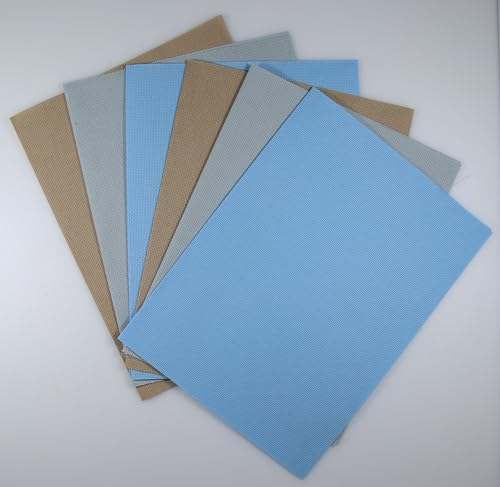 Image of KCS 4 /6 pc of 12 inch x 18 inch 30cmx45cm 16CT Counted Cotton Aida Cloth Cross Stitch Fabric (Light Blue+Sea Foam+Khaki, 6 pc)