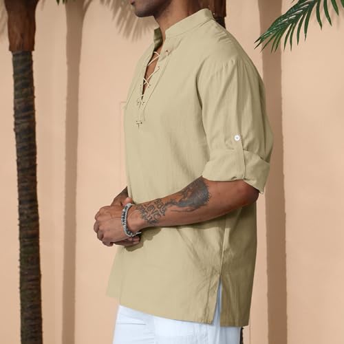 Image of CTU Men's Cotton Shirt Pirate Shirt Medieval Viking Renaissance Costume