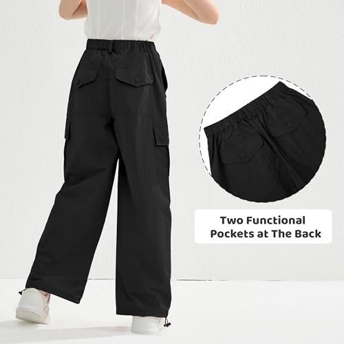 Image of Rolanko Parachute Pants for Girls Y2K Cargo Trousers with Pockets Harajuku Jogger Pants Kids 4-14 Years