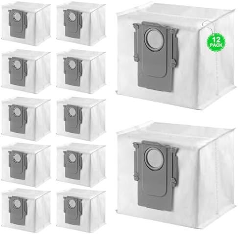 12 Pack Dust Bags Compatible with Roborock S8+,S8 Pro Ultra,S7 Max Ultra/MaxV Ultra, Q5+, Q5 Pro+,Q7+,Q7 Max+, Q8 Max+ Robot Vacuum Cleaner, 3L Large Capacity Disposable Bag Accessories Set