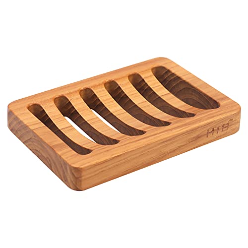 Comparison: Best Wood For Soap Dish 10 Slotted Bar Soap Holder Teak Wood by HTB, Kitchen Wooden Sponge Holder, Self Draining Soap Dish for Shower, Sink, Bathroom, Bathtub, RV