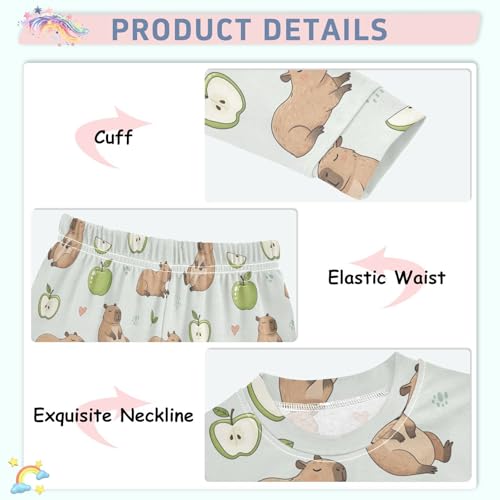 Pajama Sets Long Sleeve Cute Animals Hearts Soft Comfy Sleepwear 2 Piece PJS 3-8T4