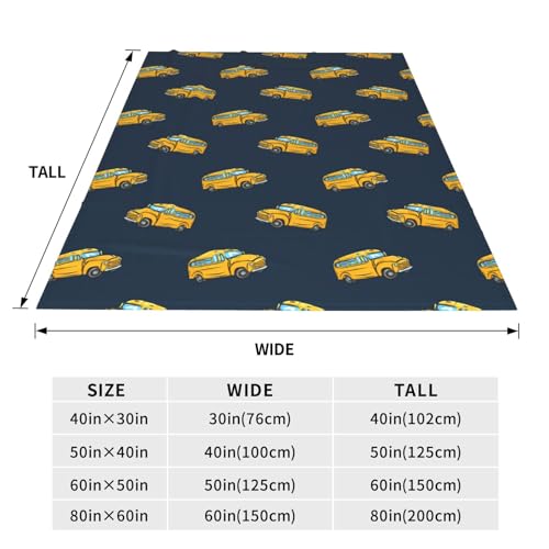 Image of School Bus Blanket - Large 60x80 Inch Plush Fleece Throw, Yellow Bus Themed Driver Gift & Home Decor for Adults & Kids, Ultra Soft Cozy Blanket for Couch, Bed, Dorm