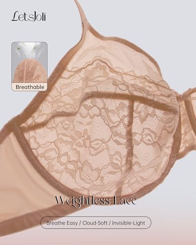 Image of LetsJoli Minimizer Bras for Women Full Coverage Lace Underwire Plus Size | Supportive Bras for Older Women, Unlined Cup, Cool Soft Comfort, Tshirt Everyday Bra, Sexy