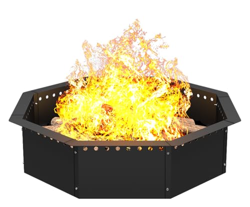 Mocomax Smokeless Fire Pit Ring 35-Inch Outer 31-Inch Inner Diameter, Large Solid Steel Firepit...
