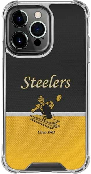Skinit Clear Phone Case Compatible with iPhone 15 Pro - Officially Licensed NFL Pittsburgh Steelers Vintage Design