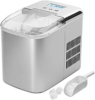 COSTWAY Countertop Ice Maker, 26LBS/24H with Self-clean Function, LCD Display, 9 Bullet Ice/