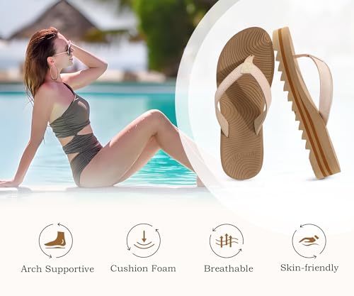 Image of KuaiLu Women's Arch Support Platform Flip Flop Sandals