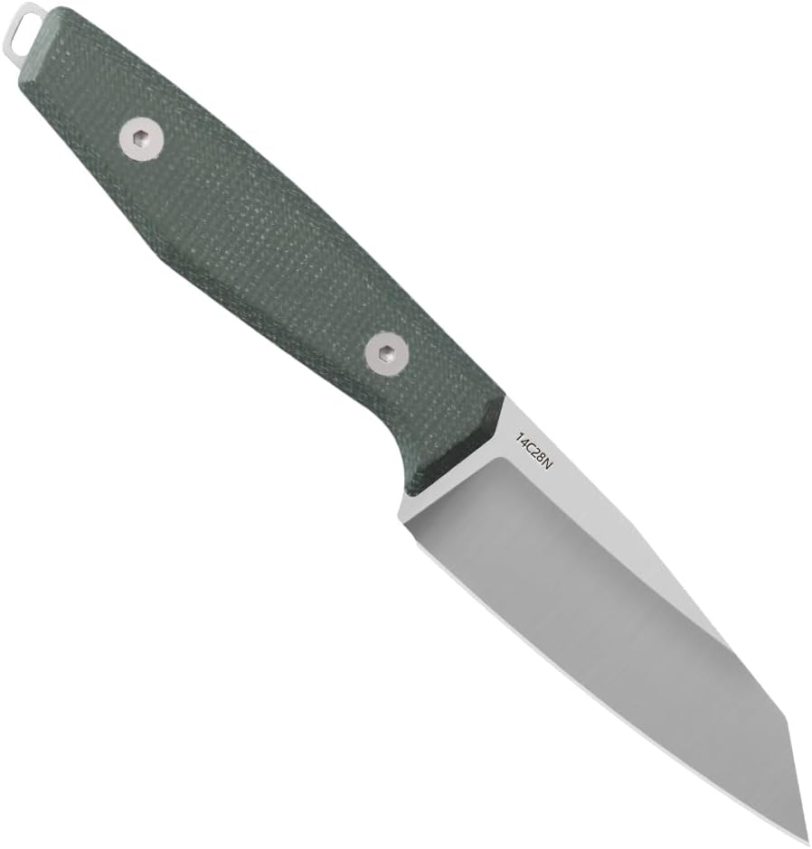 14C28N steel fixed blade knife with kydex sheath, EDC outdoor camping survival hunting fruit knife (Flat head)