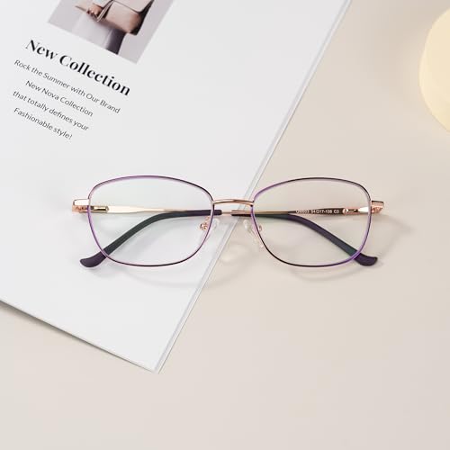 Image of GUDVUE Blue Light Glasses for Woman, Blue Light Blocking Glasses for Women, Anti Glare /UV400 /Eye Strain, Pupple /Gold