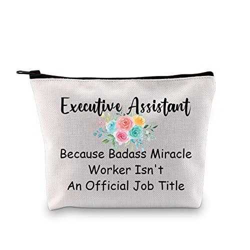 JXGZSO Executive Assistant Cosmetic Bag Executive Secretary Gift Because Badass Miracle Worker Isn't An Official Job Title Administrative Assistant Gift