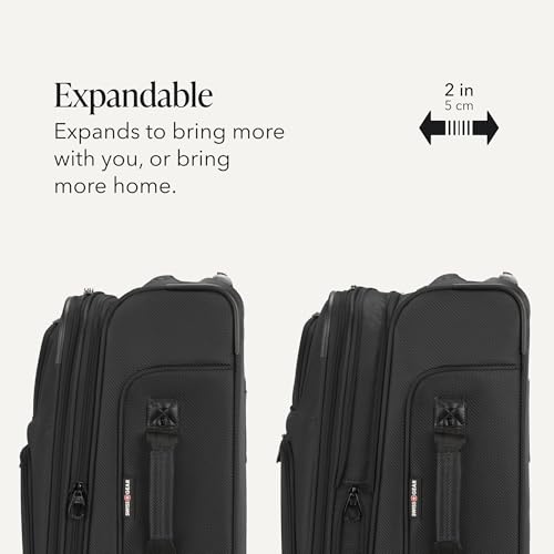 SWISSGEAR Sion Softside Expandable Spinner Luggage Durable Lightweight Travel Suitcase, Black, 3-Piece Set (Carry-On/Medium/Large) by SwissGear - Image 6