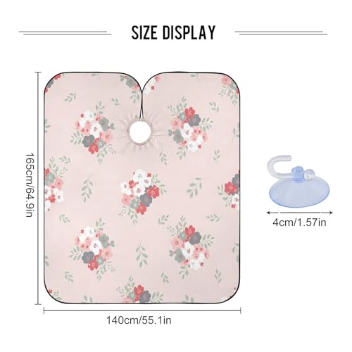 Capa para corte de cabello impermeable profesional con cierre ajustable de broche, diseño floral dibujado a mano miniatura 3