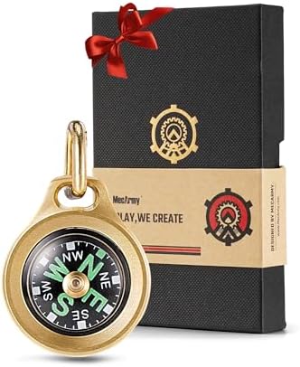 MecArmy CMP Titanium/Brass EDC Compass, Teardrop Shaped Design with Exquisite engrave, Fluorescence Glow in The Dark Max runtime of 6 Hours IPX5 Waterproof Free Beaded Chain Worn as Pendant