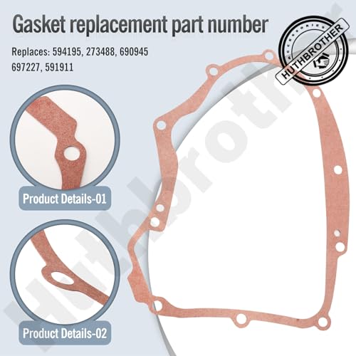 2-Pcs 594195 Crankcase Gasket & 2-Pcs 795387 Oil Seal Accessories, Compatible with B&S Small Gasoline Engines, Replacement Model 591911 273488 690945 697227.