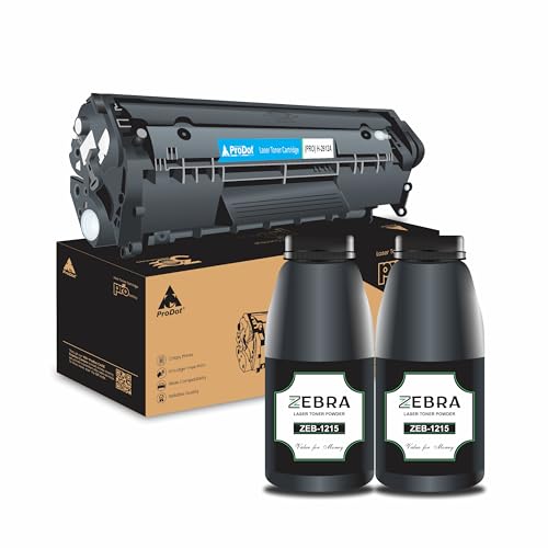 Image of ProDot 12A Toner Cartridge & Powder Set Replaces HP Q2612A Canon 303 /703 /FX-9 /FX-10 Compatible with HP 1010-1020 /1315-3030 Canon LBP2900 /3000 /L100 I 1500 Page Yield I 1 Yr Warranty (1 Set)