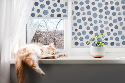 Store sans perçage Tulup, la solution anti-reflet 140x180cm à points bleus - 7
