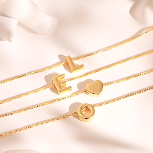 18K-Golden Initial-Necklaces for Women - Personalized Initial Necklace Simple Letter & Heart Letter Initial Pendant Necklace for Women Jewelry Gifts3