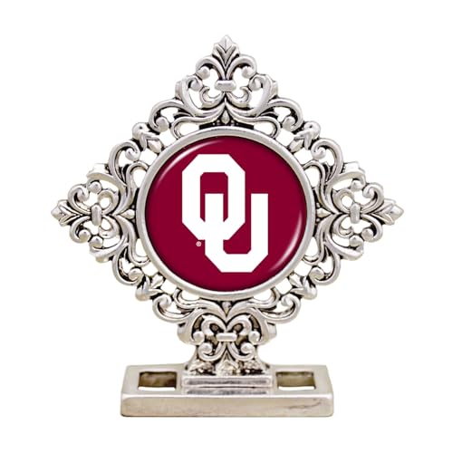 From the Heart Oklahoma Sooners Diamond Shaped Ornate Desk Decor, 2.5 x 2.375 inches, Silver Officially Licensed OU