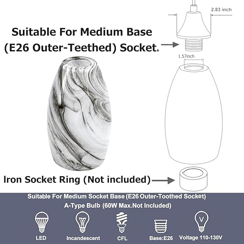 Image of GO&SO Glass Pendant Light Shades 3Pcs,7.8 inch H x 4 inch D,Grey Gradient,Oval | 1.57 inch Fitter E26 Base,Hand-Blown Art Fixtures,Chandelier Shades for Kitchen Island,Hanging Light Shades