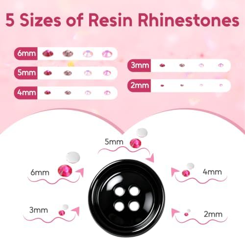Luckboat 36000Pcs Pink Resin Rhinestones for DIY Bedazzling Kit, 5 Sizes Flatback Gems for Crafting Bedazzled Nail Art Supplies Decoration — view 2