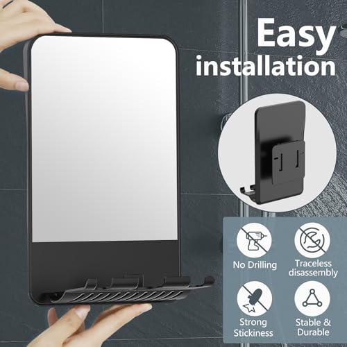 Cosmirror SHOWER MIRROR 409 Mirror Fogless For Shaving With Multiple Razor Holders, No-Drilling Adjustable Fogless Mirror For Shower, Bathroom Anti-Fog Shaving Mirror Shatterproof & Waterproof thumb #3