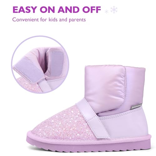 K KomForme Kids Snow Boots Little/Big Girls Glitter Winter Shoes Warm Fur Lined Outdoor3