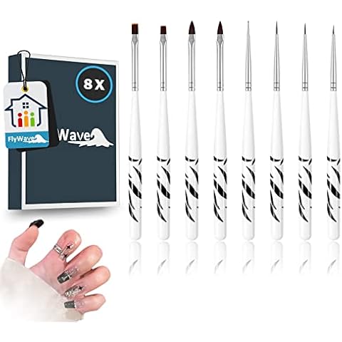 Gel Pinsel für Nägel 8 Stück, FlyWave® Acryl Pinsel für Nägel, Fachmann Pinsel für Gelnägel, Gelnägel Pinsel für NäGel Malerei Zeichnen Werkzeuge Cover