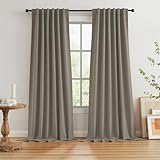 KEQIAOSUOCAI Extra Long Blackout Curtains 132 Inches Long 11 ft for High Ceiling Living Room Back Tab Rod Pocket Hook Belt Pleated Look Thick Vertical 2 Story Drapes 50 Wide 2 Panels, Taupe