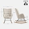 MEUBLE COSY Sillas Mecedora Escandinavo Sillón Relax Especial Lactancia para Salón Dormitorio Balcón Sala de Estudio, Tela, Madera Haya, Metal, Beige #2
