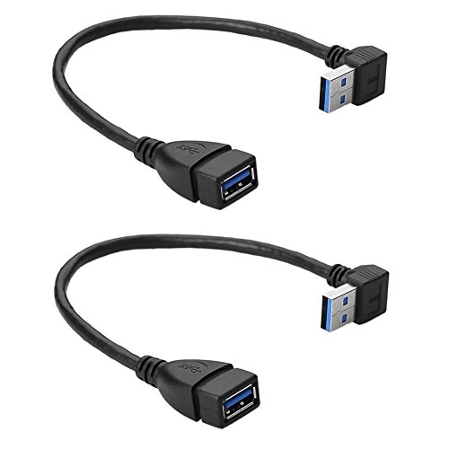 SIENOC Conector Adaptador de Enchufe Macho USB 3.0 en Ángulo de 90 Grados a Hembra M/F 2X
