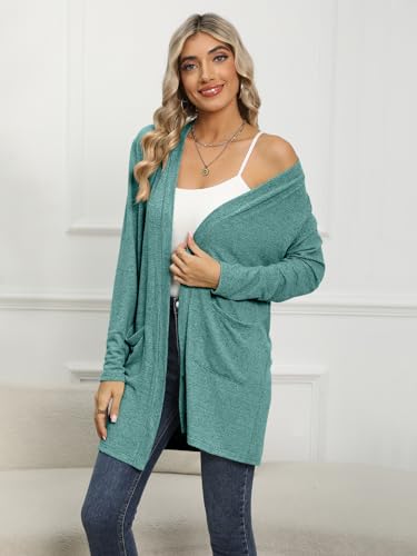 Image of DB MOON Womens Long Cardigan 2026 Fall Lightweight Long Sleeve Open Front Sweater with Pockets