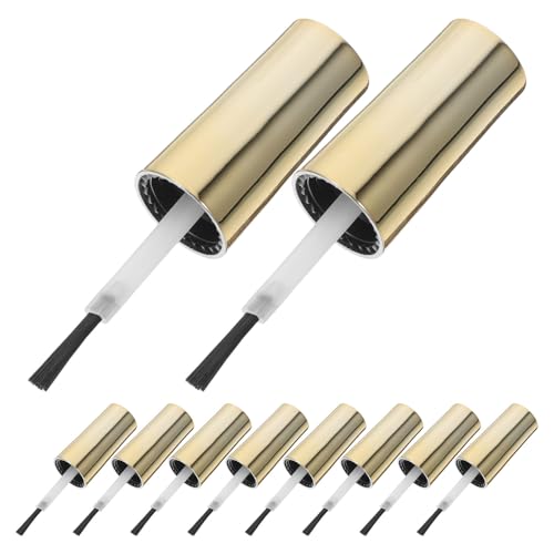 VILLFUL Tapas de Botellas de Esmalte de Uñas con Pincel Repuesto 10 Unidades Tapa Dorada 10 Ml para Esmalte y Gel Accesorio Práctico para Uso en Salones y Hogares