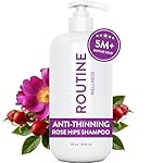 Routine Wellness Anti-Thinning Shampoo for Thinning Hair - Biotin DHT Blocker Women & Men - Color Safe Shampoo for Hair Loss & Healthy Hair - Rose Hips - 14oz