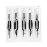 Tattoo Needle & 3/4' Rubber Grip Disposable Tubes Combo, 5pcs Round Liners Sterile Tattooing Needles Tube Makeup Beauty Tools(5RL)