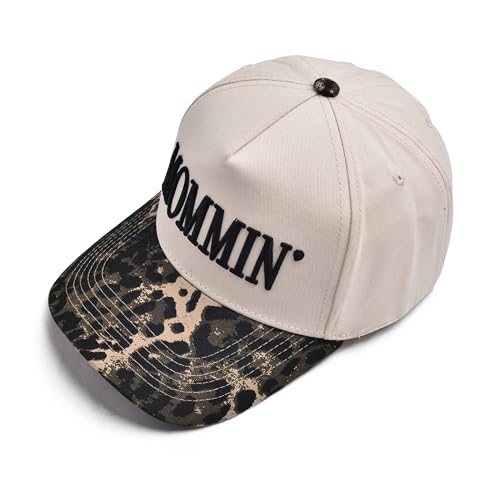 Image of Mommin Trucker Hat for Women Embroidered Mom Baseball Cap Adjustable Canvas Vintage Hat for Casual Wear